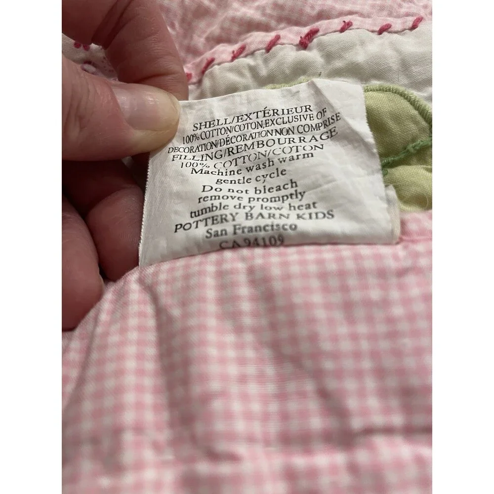 Pottery Barn Kids Twin Pink Patchwork Floral Quilt Reversible 68x86